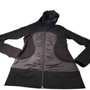 Lululemon Pure Balance Hooded Athletica Jacket Womens Ruched Full Zip Pockets